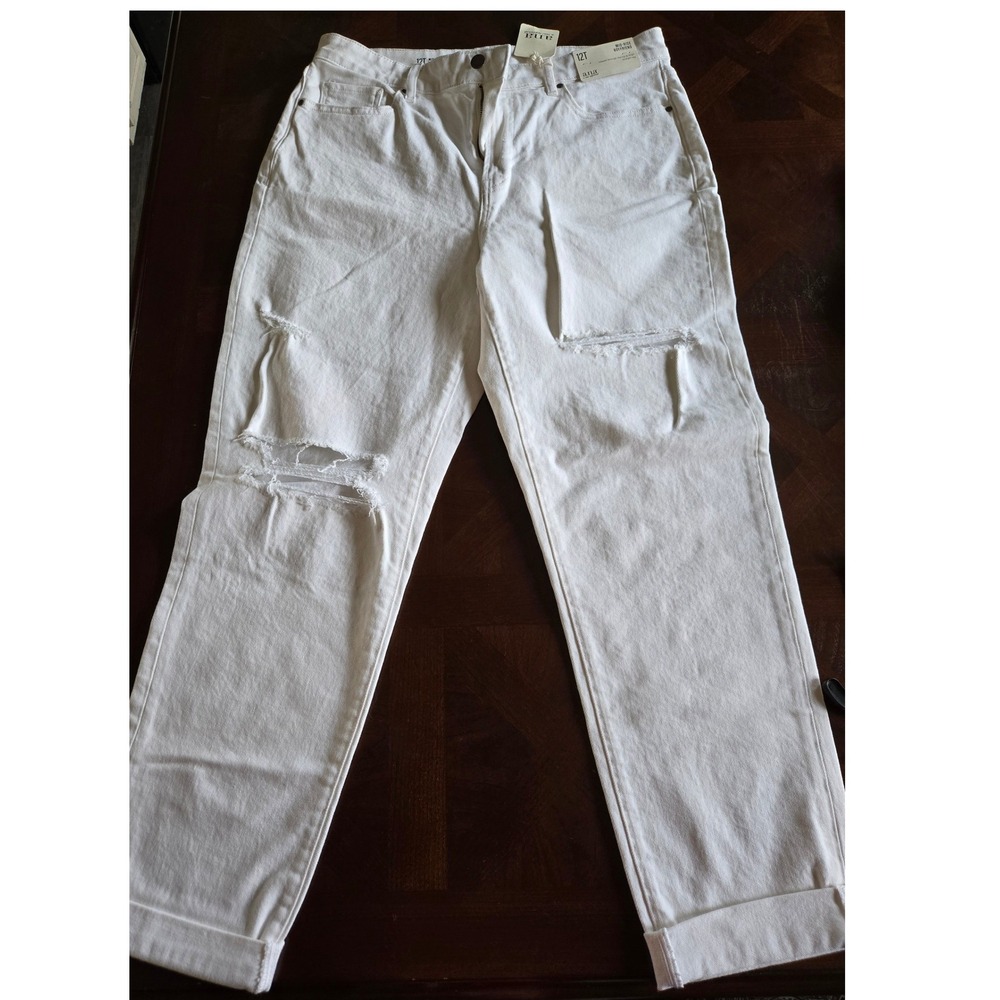 ANA a new approach‎ Mid Rise Boyfriend Jeans 12T Chalk White Destroy Distressed